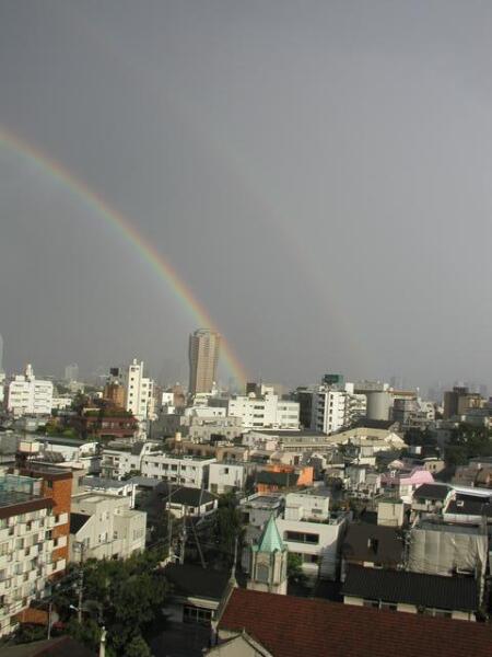 Scaled image Rainbow view from my apartment - notice the small church.jpeg 